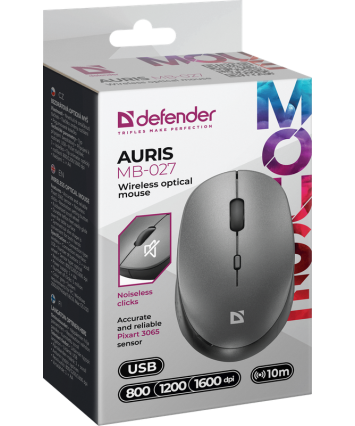 Мышь беспроводная Defender Auris MB-027, серый