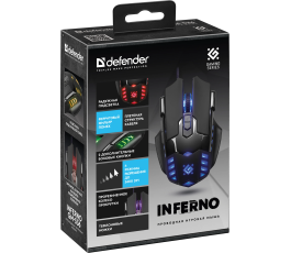 Мышь игровая Defender Inferno GM-536, USB, черный