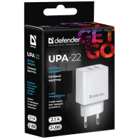 Универсальное СЗУ DEFENDER UPA-22 (2 USB, 2.1А) белый
