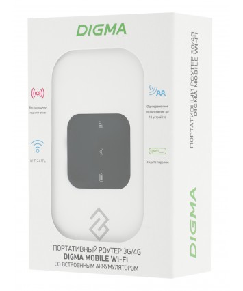 Мобильный Wi-Fi роутер 3G/4G Digma Mobile WiFi DMW1880 micro USB Wi-Fi Firewall, белый