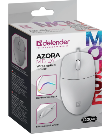 Мышь проводная Defender Azora MB-241, USB, белый