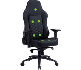Кресло игровое Cactus CS-CHR-0112BL-M с вибромассажем черный эко.кожа с подголов. крестов. черный
