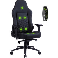 Кресло игровое Cactus CS-CHR-0112BL-M с вибромассажем черный эко.кожа с подголов. крестов. черный