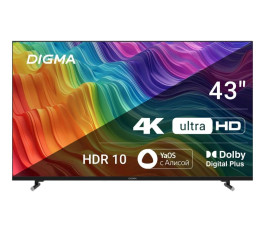 Телевизор 43" Digma DM-LED43UBB33 4K Ultra HD, черный, СМАРТ ТВ, Яндекс.ТВ