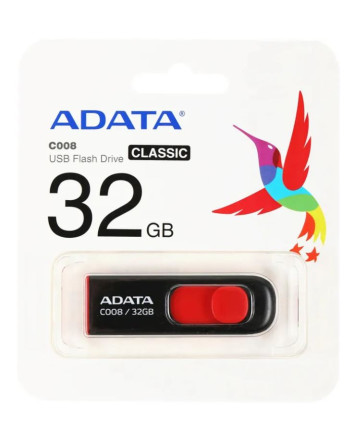 Флеш накопитель 32Gb USB 2.0 AData C008 AC008-32G-RKD, красный/черный Флеш накопитель 32Gb USB 2.0 AData C008 AC008-32G-RKD, красный/черный