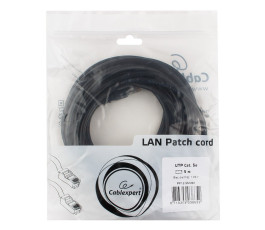 Патчкорд UTP Cablexpert PP12-5M/BK кат.5e, 5м, литой, многожильный (черный)