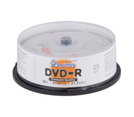 Оптический диск DVD+R Smartbuy 4.7 Гб, 16х, 25шт, кейк-бокс (SBDV-R25)/10