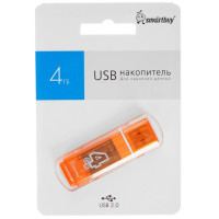 Флеш накопитель 4Gb USB 2.0 Smartbuy Glossy (SB4GBGS-OR), оранжевый