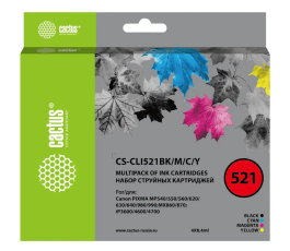Комплект струйных картриджей Cactus CS-CLI521BK/M/C/Y для Canon MP540, MP550, MP620, MP630, MP640