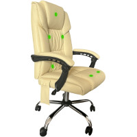 Кресло офисное Cactus с вибромассажем CS-CHR-OC04M-WT слоновая кость