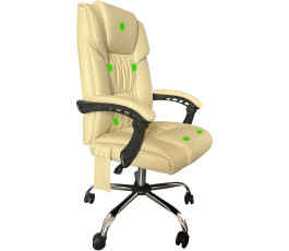 Кресло офисное Cactus с вибромассажем CS-CHR-OC04M-WT слоновая кость