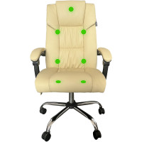 Кресло офисное Cactus с вибромассажем CS-CHR-OC04M-WT слоновая кость