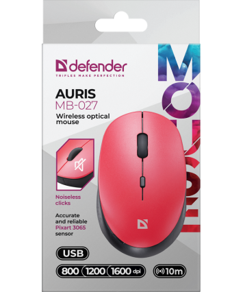 Мышь беспроводная Defender Auris MB-027, красный