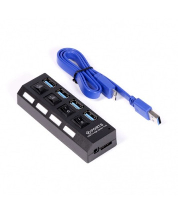 USB-концентратор Smartbuy SBHA-7304-B (4 порта USB 3.0, с выключателями портов), черный