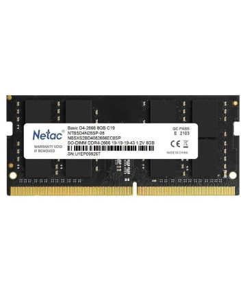 Модуль памяти SODIMM DDR4 8Gb PC25600 3200MHz NETAC Basic NTBSD4N32SP-08