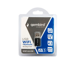 Беспроводной двухдиапазонный сетевой USB адаптер WiFi+Bluetooth Gembird WNP-UA-018