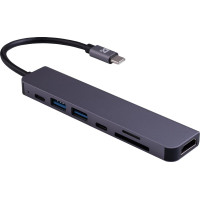 Док-станция Defender HB-04 (USB 2.0, USB 3.0, Type-C, Type-C PD100W, HDMI, SD/microSD,) Type-C