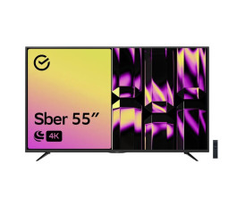 Телевизор 55" Sber SDX 55U4127B, 3840x2160, 4K Ultra HD, 60 Гц, Wi-Fi, Smart TV, СалютТВ, черный