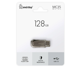 Флеш накопитель 128Gb USB 3.0/3.1 Dual Type-C/Type-A SmartBuy MC35 Silver (SB128GBMC35)