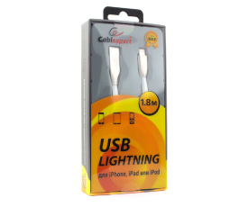 Кабель USB - Ligntning CC-G-APUSB01W-1.8M, серия Gold, 1.8м, белый, блистер