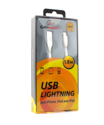 Кабель USB - Ligntning CC-G-APUSB01W-1.8M, серия Gold, 1.8м, белый, блистер