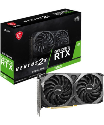 Видеокарта nVidia PCI-E 4.0 8GB GeForce RTX 3060 MSI VENTUS 2X BLACK 8G OC