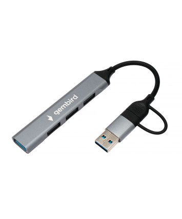 USB-концентратор Gembird UHB-C204 (3 порта USB 2.0, USB 3.0), кабель Type-C/USB