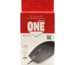 Мышь проводная Smartbuy ONE 216-K, USB, черный