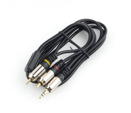 Кабель Audio 3.5мм/2*RCA Male-Male 2м Cablexpert CCAB-02-35M2RM-2MB PRO-серия, черный