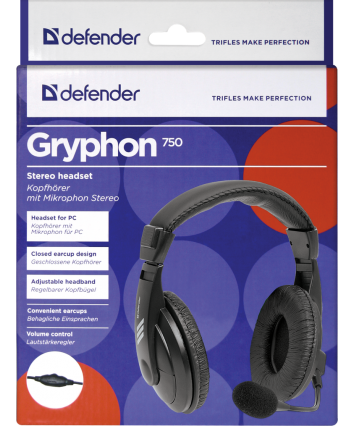 Гарнитура Defender Gryphon HN-750 с микрофоном, чёрный