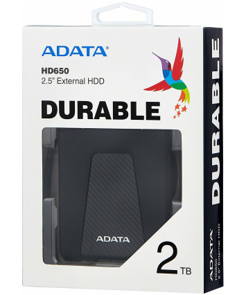 Внешний накопитель HDD 2TB A-Data USB 3.2 черный (AHD650-2TU31-CBK)