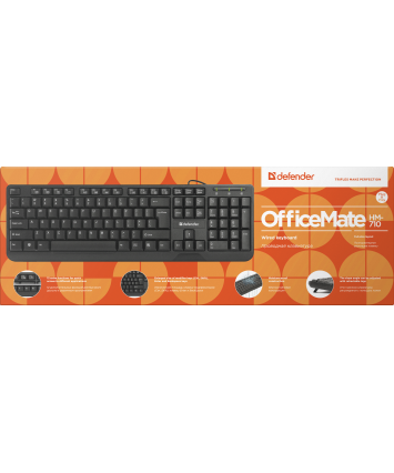 Клавиатура Defender OfficeMate HM-710 USB черная,полноразмерная