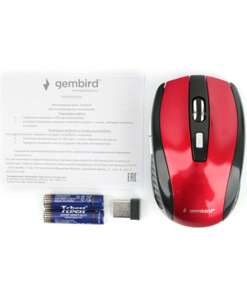 Мышь беспроводная Gembird MUSW-330-3, красный, USB