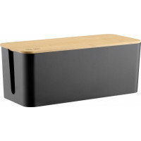 Кабельный органайзер Cactus CS-BOX-BL черный/бамбук