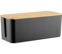 Кабельный органайзер Cactus CS-BOX-BL черный/бамбук