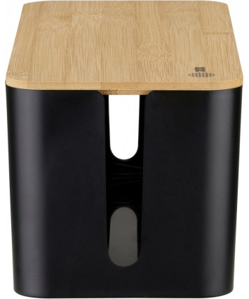 Кабельный органайзер Cactus CS-BOX-BL черный/бамбук