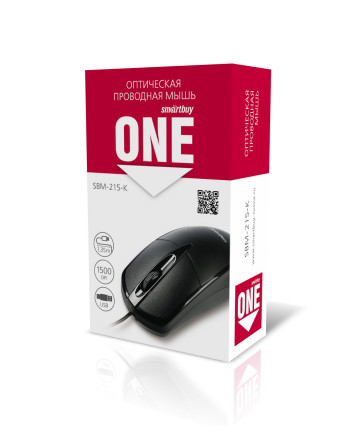 Мышь проводная Smartbuy ONE 215-K, USB, черный