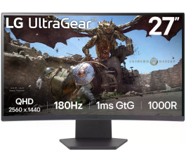 Монитор 27" LG 27GS60QC-B (QHD, 180Hz), изогнутый, черный