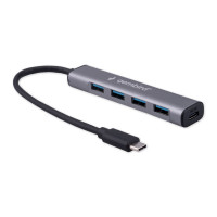 USB-концентратор Gembird UHB-C474 (4 порта USB 3.1) с доп. питанием (Type-C), кабель Type-C