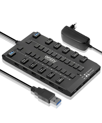 USB-концентратор Ginzzu GR-328UAB (4 порта USB 3.0 + 24 порта USB 2.0, БП 5V, 4.0А)