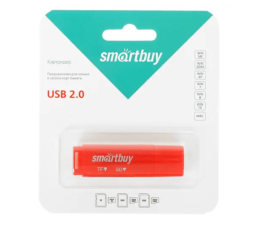 Картридер внешний Smartbuy 715 , USB 2.0, красный