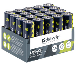Батарейка Defender LR6-20F AA, (20шт в упаковке)