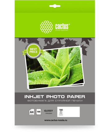 Фотобумага Cactus А4 Глянцевая 180г/м2 100л (CS-GA4180100ED) Фотобумага Cactus А4 Глянцевая 180г/м2 100л (CS-GA4180100ED)