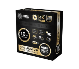Активный оптический кабель HDMI Cactus 70м, v2, AOC, черный, CS-HDMI-AOC-2-70
