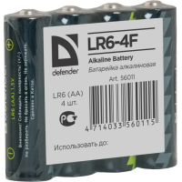 Батарейка Defender LR6-4F AA, в плёнке 4шт