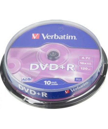 Оптический диск DVD+R Verbatim 4.7 Gb, 16х, Cake Box (10шт)