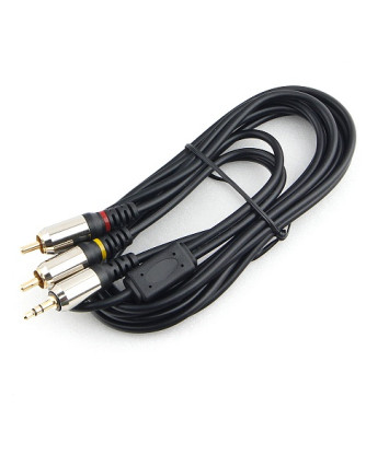 Кабель Audio 3.5мм/2*RCA Male-Male 3м Cablexpert CCAB-02-35M2RM-3MB PRO-серия, черный