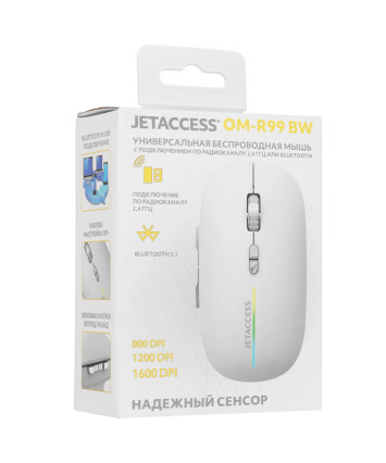 Мышь беспроводная JETACCESS OM-R99 BW, BT+2.4G, белый Мышь беспроводная JETACCESS OM-R99 BW, BT+2.4G, белый