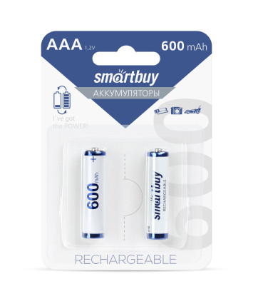Аккумуляторные батарейки AAA Smartbuy 600mAh SBBR-3A02BL600 2шт