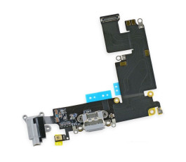 Шлейф для iPhone 6 Plus + разъем зарядки + разъем гарнитуры + микрофон (белый)